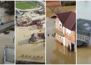Pamje me dron pas përmbytjeve në Klinë(VIDEO)