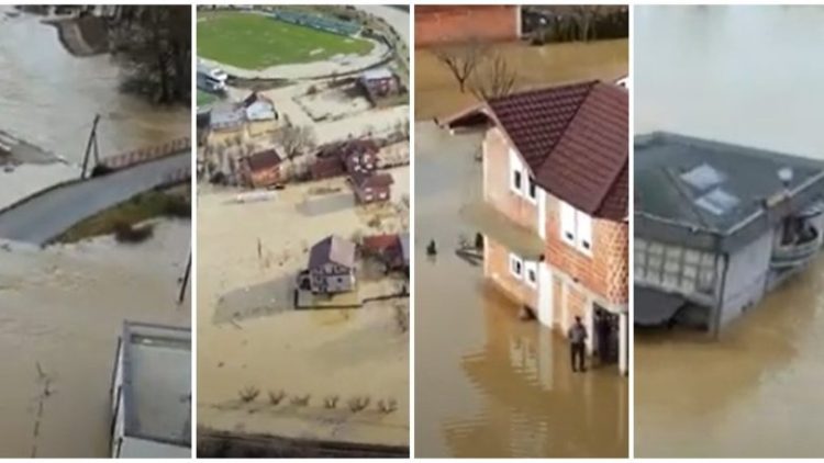 Pamje me dron pas përmbytjeve në Klinë(VIDEO)