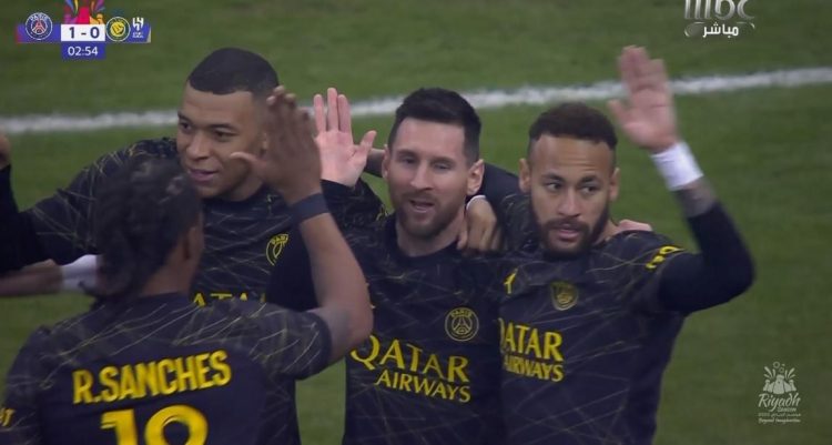 PSG kalon në epërsi me të filluar ndeshja, Lionel Messi shënon kundër Ronaldos së “All Stars Arabia”