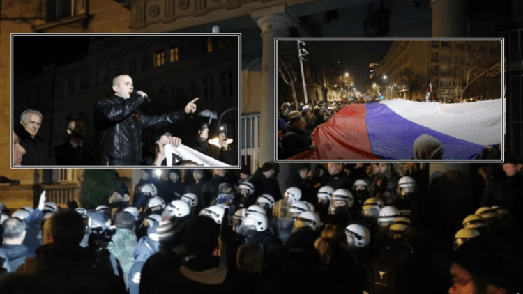 Djathtistët serbë, me simbole të Wagner-it, protestojnë në Beograd kundër propozimit evropian për marrëveshjen Kosovë-Serbi