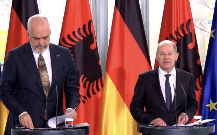 Scholz në konferencë me Ramën: Besoj që procesi i dialogut Kosovë-Serbi do të përfundojë me sukses
