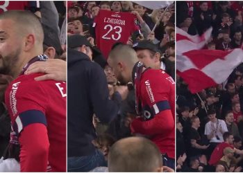 I gjithë stadiumi në këmbë duke thirrur emrin e Zhegrovës, ylli i Kosovës ngjitët lartë në tribuna dhe feston me tifozët (Video)