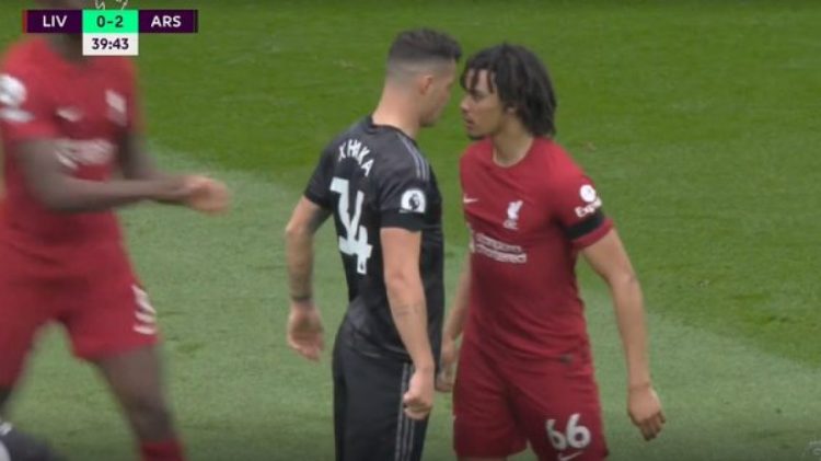 Përplasje brutale mes Granit Xhakës dhe Trent Alexander-Arnold (Video)