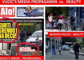 Propaganda e medieve të Vuçiqit: ‘Djali me topin, polici me gishtin në këmbëza’