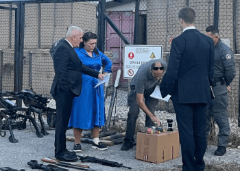 Deputetja britanike Kearns sheh nga afër armatimin e konfiskuar pas 24 shtatorit në veri