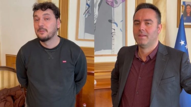 Kryetari Konjufca e fton në zyre aktorin që e imitoi në mënyrë fantastike, realizojnë video së bashku
