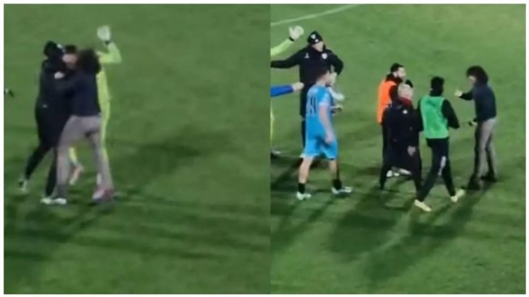 Portieri dëmtoi keq në kokë sulmuesin shqiptar, Shpendin babai i këtij të fundit futet në fushë dhje e godet portierin