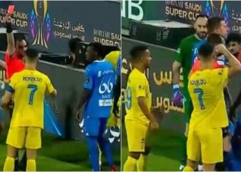 Lajthit Ronaldo, tentoi ta godasë me grusht gjyqtarin pasi u ndëshkua me karton të kuq ndaj Al Hilalit