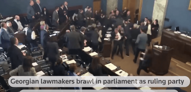 Përleshje e ashpër mes deputetëve në Parlamentin e Gjeorgjisë (Video)