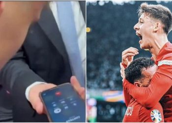 Erdogan telefonon Arda Gulerin dhe futbollistët tjerë turq duke i përgëzuar dhe duke iu dhënë një porosi