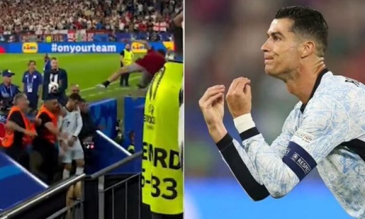 Tifozi hidhet nga tribuna për ta takuar, Ronaldo shpëton për mrekulli (Video)