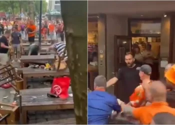 Rrugët e Dortmundit kthehen në “arenë përleshjeje”, tifozët e Holandës përplasen me ata të Anglisë, “fluturojnë” dhe karriget (Video)