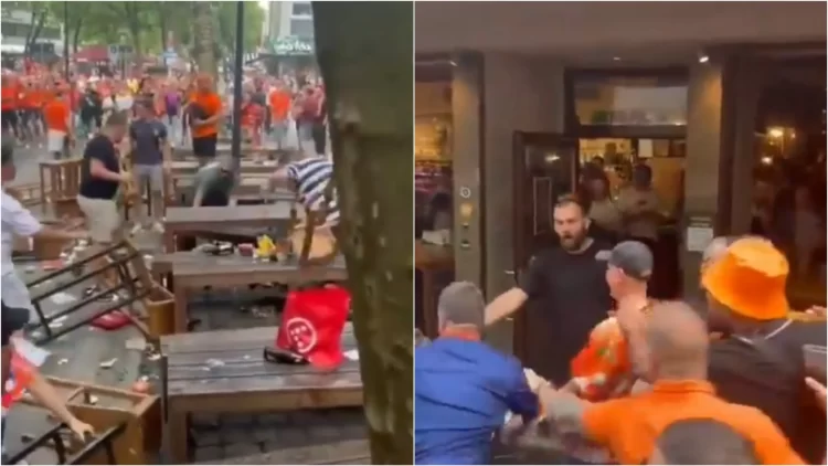 Rrugët e Dortmundit kthehen në “arenë përleshjeje”, tifozët e Holandës përplasen me ata të Anglisë, “fluturojnë” dhe karriget (Video)
