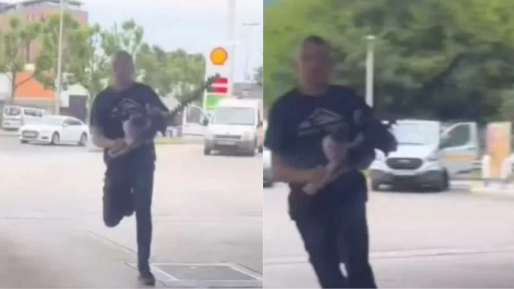 VIDEO tronditëse-30-vjeçari nxjerr sharrën elektrike nga makina dhe i drejtohet myslimanëve për t’i vrarë në një karburant