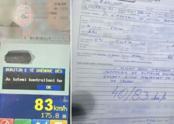  Voziti më shumë se dyfishi i shpejtësisë së lejuar, shoferit në Gjilan gjobitet me 200 euro dhe  i merret patentë-shoferi
