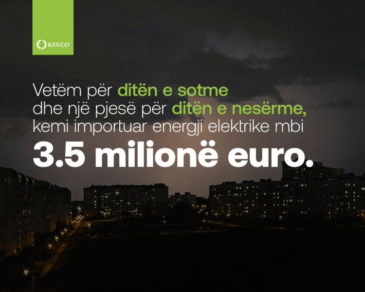 Veç për sot e nesër, KESCO importoi mbi 3.5 milionë euro rrymë – nga dhjetori për çdo ditë rreth 1.5 milion