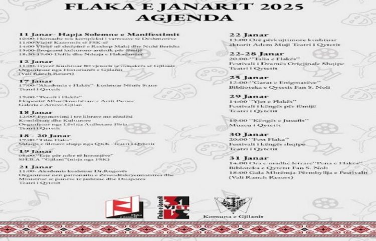 Nesër në Gjilan fillon edicioni i 34-të i manifestimit ‘Flaka e Janarit’