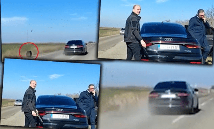Frikë për Aleksandër Vuçiq, goma e ‘Audi’ të blinduar shpërthen në lëvizje