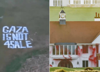 “Gaza nuk është në shitje”, grupi pro-palestinez i lënë disa mesazhe Trumpit në resortin e tij të golfit