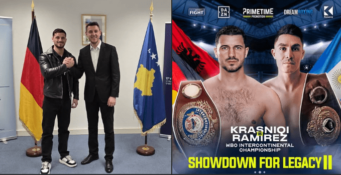 Përpara luftës për ta mbrojtur titullin WBO, boksieri Krasniqi viziton Konsullatën e Kosovës në Shtutgart