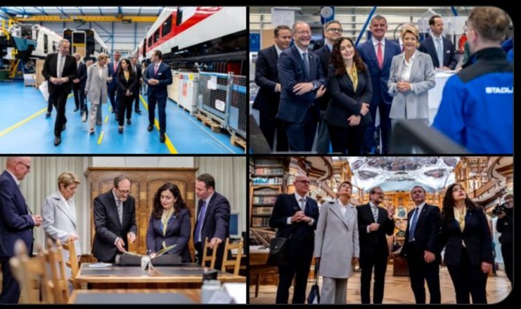 Osmani viziton kompaninë “Stadler Rail” dhe bibliotekën St.Gallen në Zvicër, Keller-Sutter publikon pamje