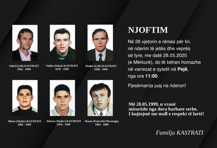 Homazhe për familjen Kastrati në 26-vjetorin e ma*sakrës