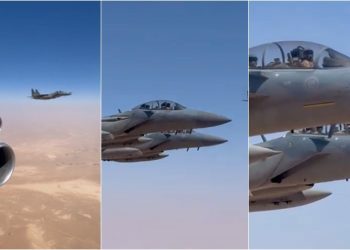 Publikohen pamjet, të paktën pesë aeroplanë luftarakë shoqërojnë Air Force One në udhëtimin e Trump drejt Arabisë Saudite (Video)