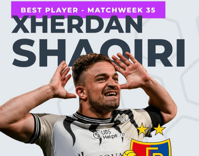 Xherdan Shaqiri zgjedhet lojtari më i mirë i javës në ligën elitare të Zvicrës