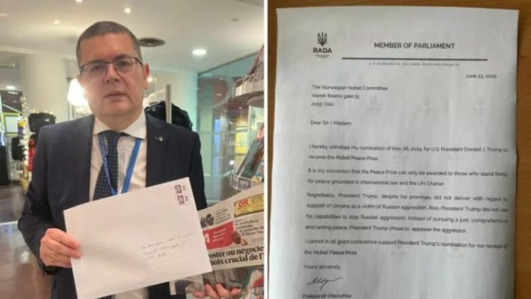 Ligjvënësi ukrainas tërheq nominimin për Trump sa i përket Çmimit Nobel për Paqe