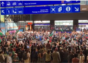 Protestuesit pro palestinezë pushtuan shinat e trenit në stacionin  e Gjeneves nderkombëtare…Zvicra paralizohet