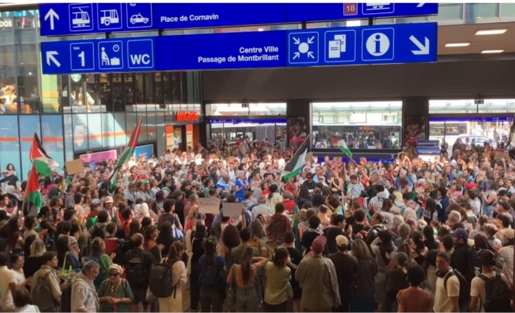 Protestuesit pro palestinezë pushtuan shinat e trenit në stacionin e Gjeneves nderkombëtare…Zvicra paralizohet