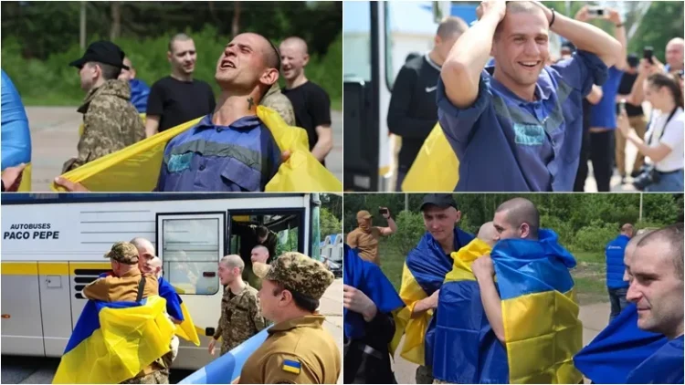Lirohen ukrainasit që u shkëmbyen me të burgosur rusë – fytyrat tregojnë gëzimin e tyre