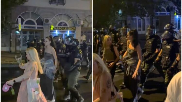 “60 policë për tri gra, bravo burra”: Pamjet e policisë serbe duke torturuar një vajzë gjatë protestës në Beograd