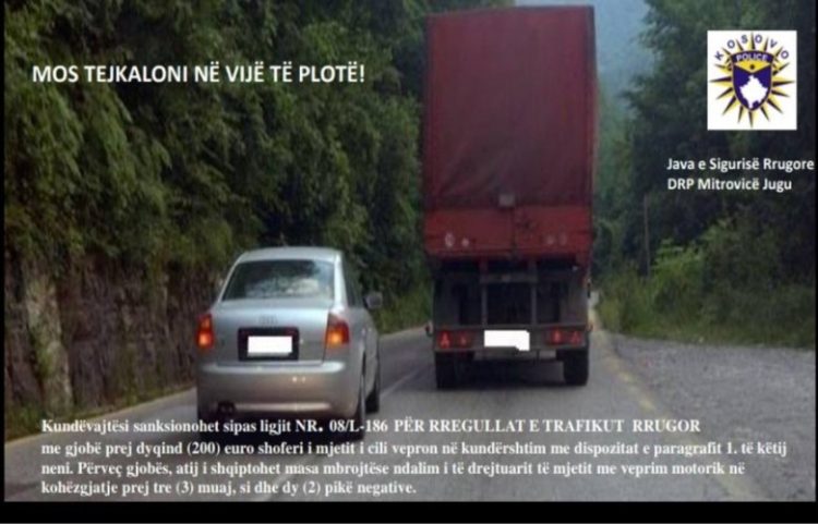 Mos tejkalo në vijë të plotë, policia në Mitrovicë me fushatë vetëdijesuese