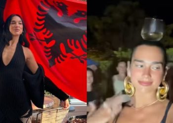 Dua Lipa nuk harron traditën shqiptare, kërcen me gotë mbi kokë