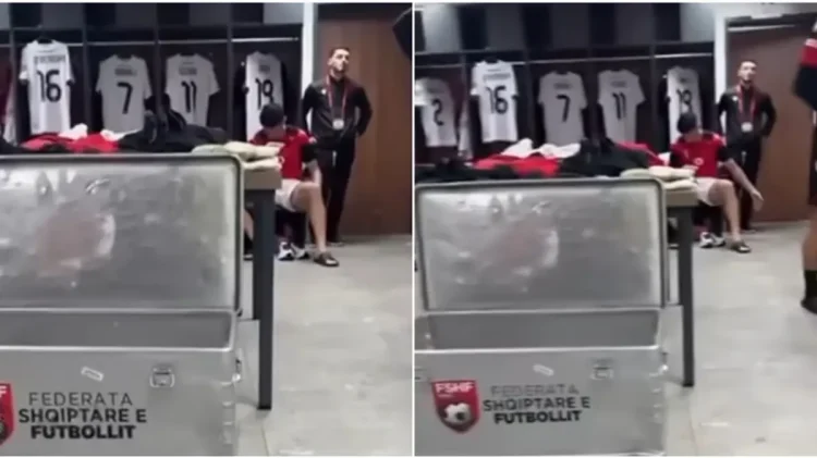 Pamje nga zhveshtorja e Shqipërisë, lojtarët bëhen gati nën ritmin e këngëve të Ilir Shaqirit