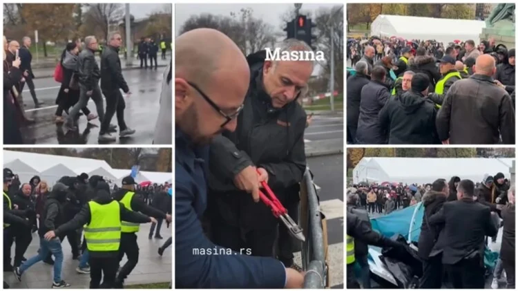 Përleshje e madh midis opozitës dhe mbështetësve të Vuçiqit (Video)