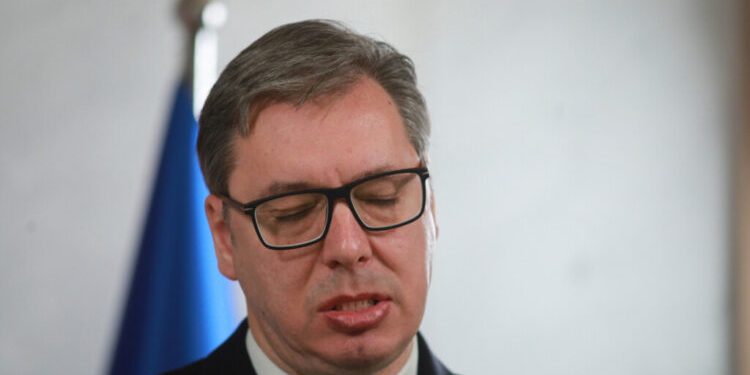 14, April, 2023, Belgrade - The President of the Republic of Serbia, Aleksandar Vucic, met with the President of the Republic of Srpska, Milorad Dodik. Aleksandar Vucic. Photo: Milos Tesic/ATAImages
14, april, 2023, Beograd - Predsednik Republike Srbije Aleksandar Vucic sastao se sa predsednikom Republike Srpske Miloradom Dodikom. Photo: Milos Tesic/ATAImages