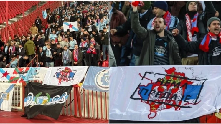 Skandaloze: Tifozët e klubit spanjoll shpalosin flamurin e Kosovës në ngjyrat e flamurit serb në Beograd