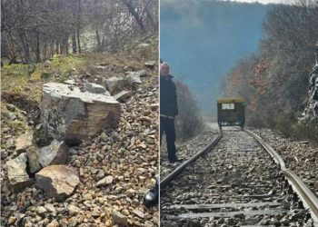 Rrëshqitja e gurëve bllokon qarkullimin e trenit Klinë–Prishtinë
