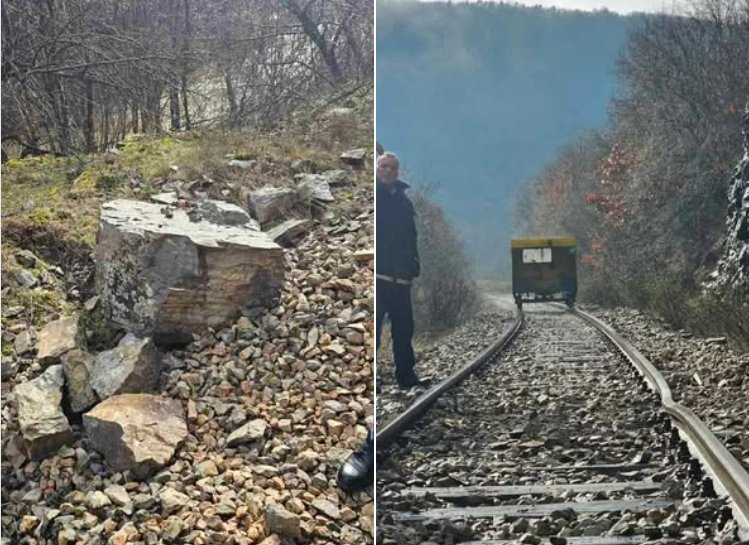 Rrëshqitja e gurëve bllokon qarkullimin e trenit Klinë–Prishtinë