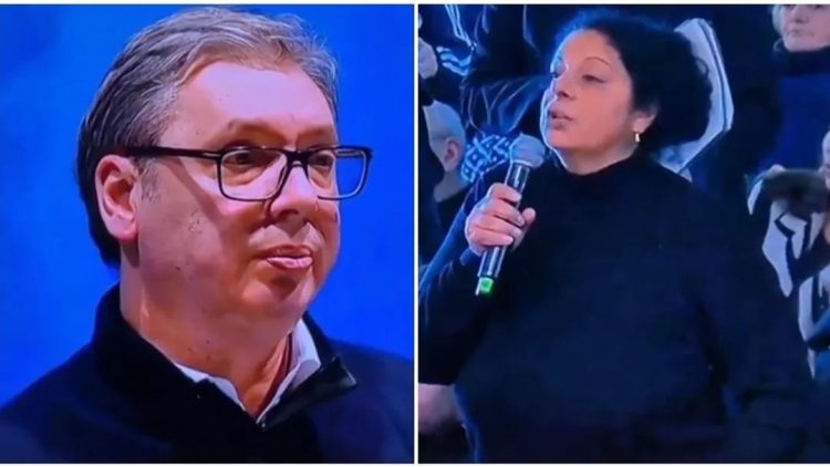 Skandal në Serbi – Vuçiq para një salle të mbushur detyroi një grua t’i tregojë fëmijës se nuk është nëna e tij