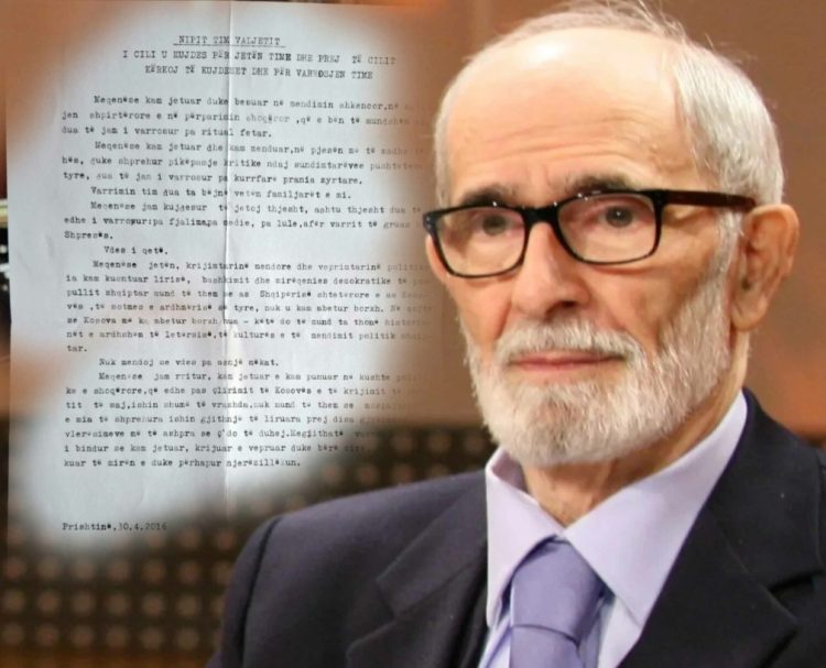 Nipi publikon amanetin e fundit të Rexhep Qosjes, përmes një letre