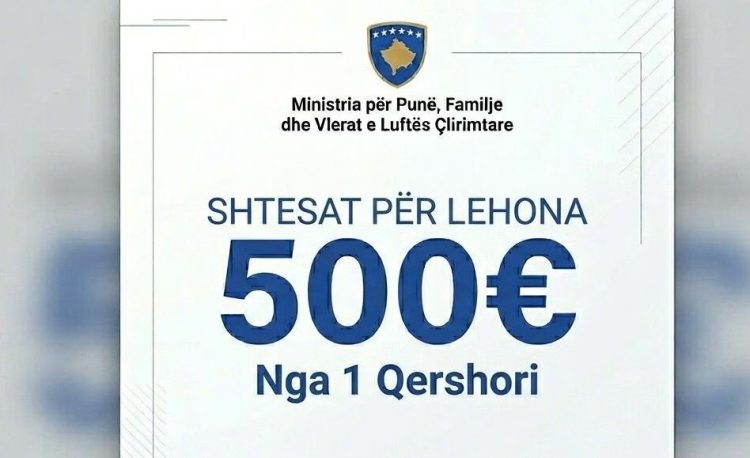 Rriten shtesat për lehona nga 325 euro në 500 euro