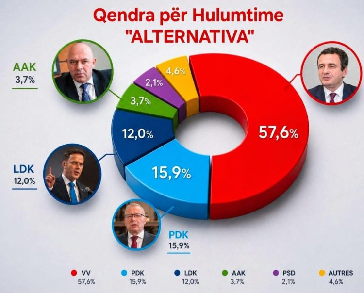 “Alternativa” publikon sondazhin: Vetëvendosje fituese me 57.6% të mbështetjes