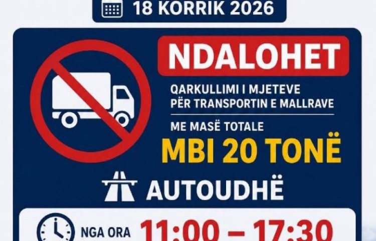 Kufizohet qarkullimi i kamionëve mbi 20 tonë në autoudhë