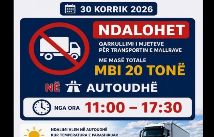 Kufizime për kamionët në autoudhë për shkak të temperaturave të larta