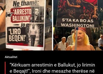 “Kërkuam arrestimin e Ballukut, jo lirimin e Beqajt!”, Ironi dhe mesazhe therëse në ditën e 64-të të protestës