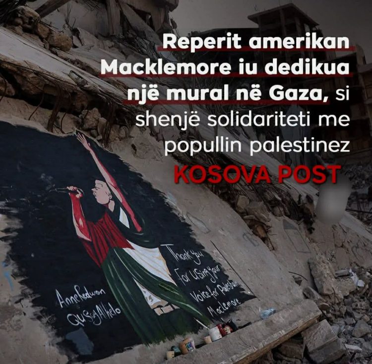 Artistët paľestinezë nderojnë Macklemore- in me mural në rrënojat e G@zës